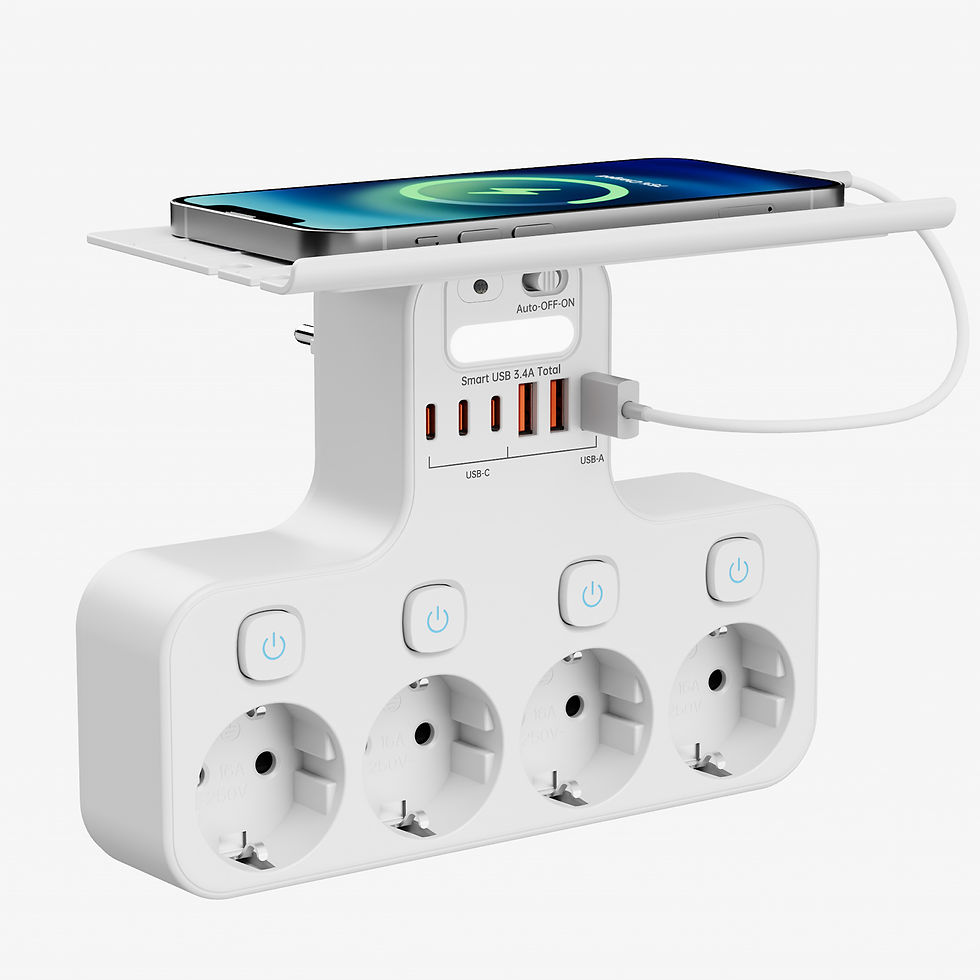 Thumbnail: 4000W Eu Plug Power Strip Multifunction Socket Smart Night Light Independent Swi
