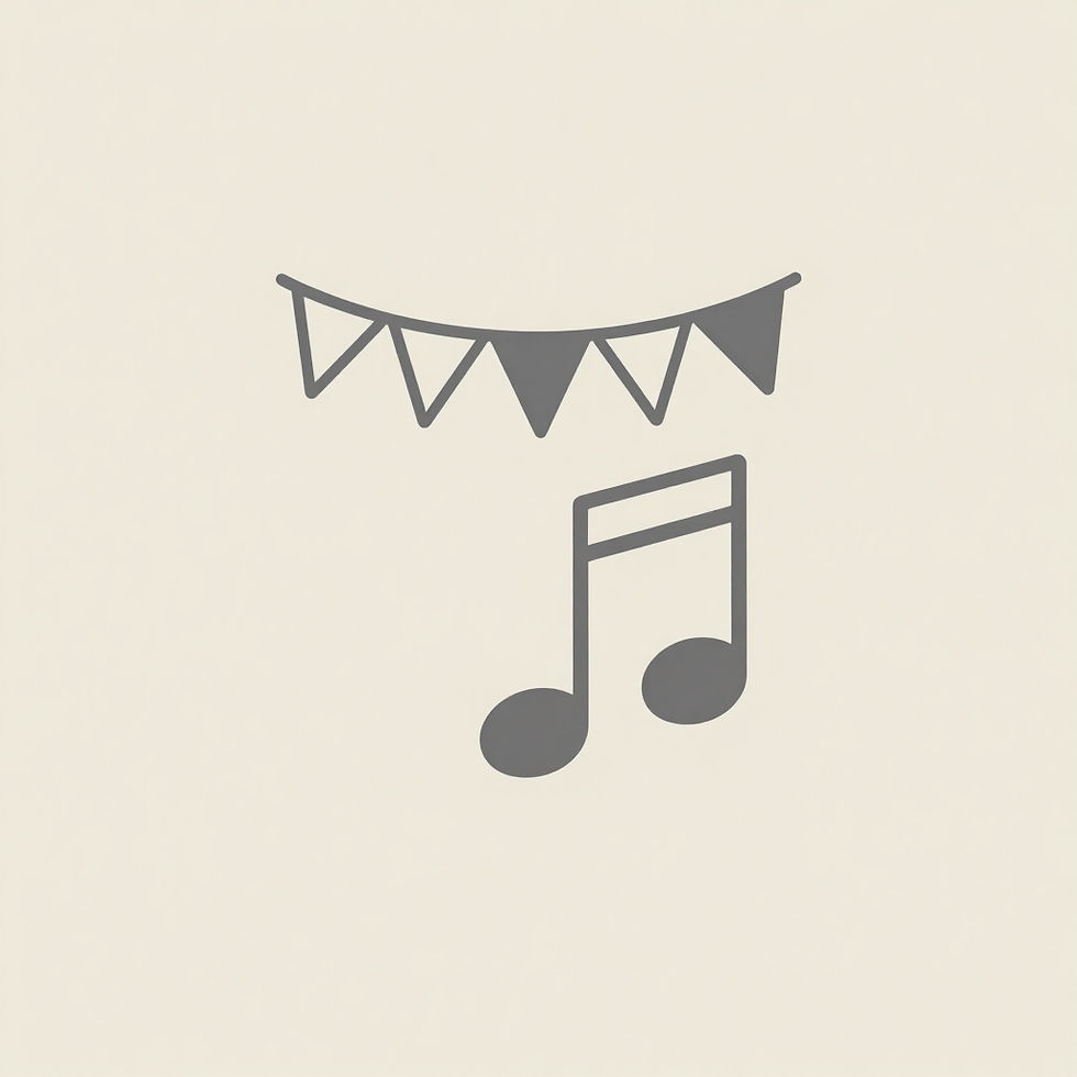 Party bunting and music note icon for Central Texas events