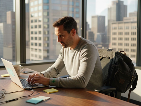 Professional wearing odor-resistant shirt in urban office