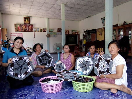 พรมเช็ดเท้าแบบไทยๆ OTOP พรมเช็ดเท้าบ้านคลองแม่ลายเหนือ