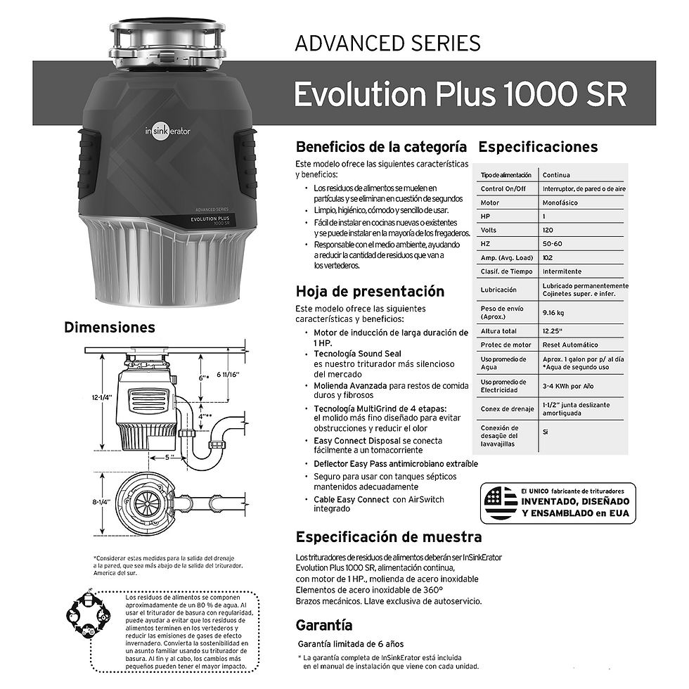 Miniatura: Triturador De Alimentos Insinkerator Evolution Plus 1000 1hp
