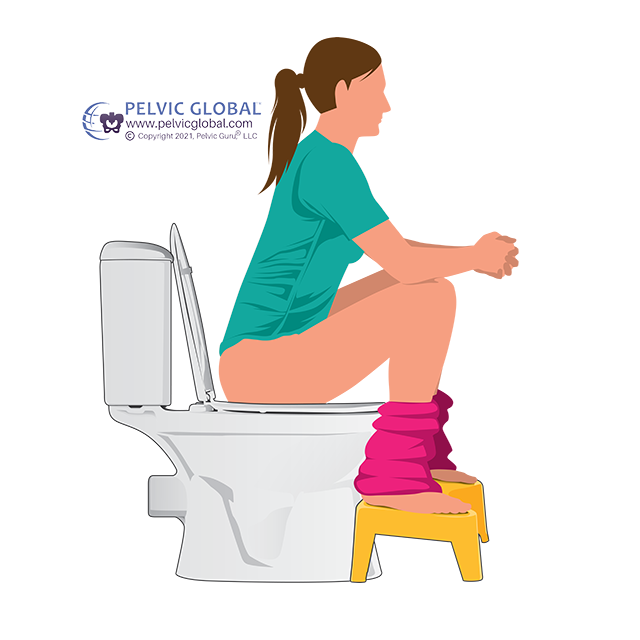 Person using toilet.