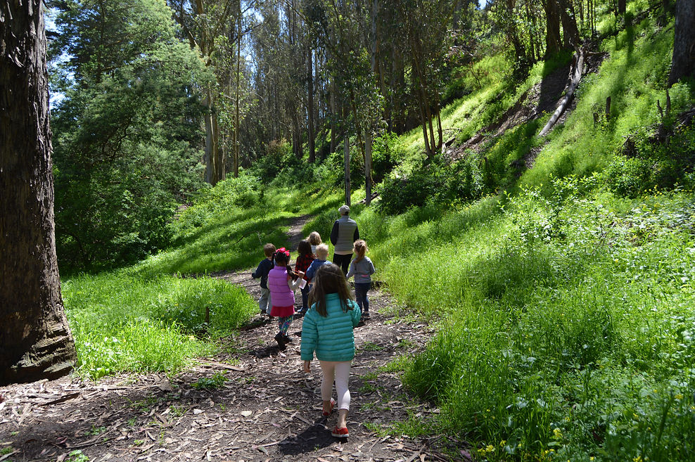 Kids walking on path