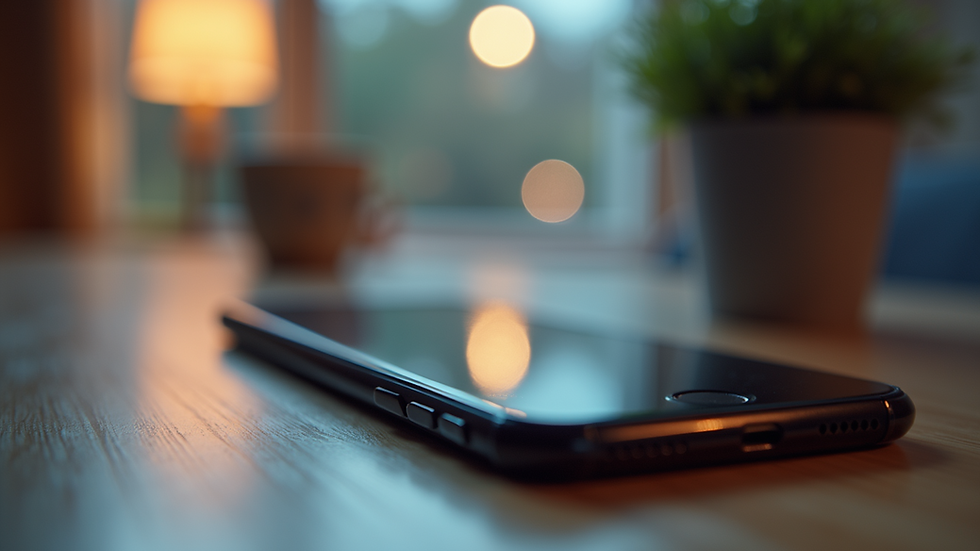 Close-up view of a smartphone on a table