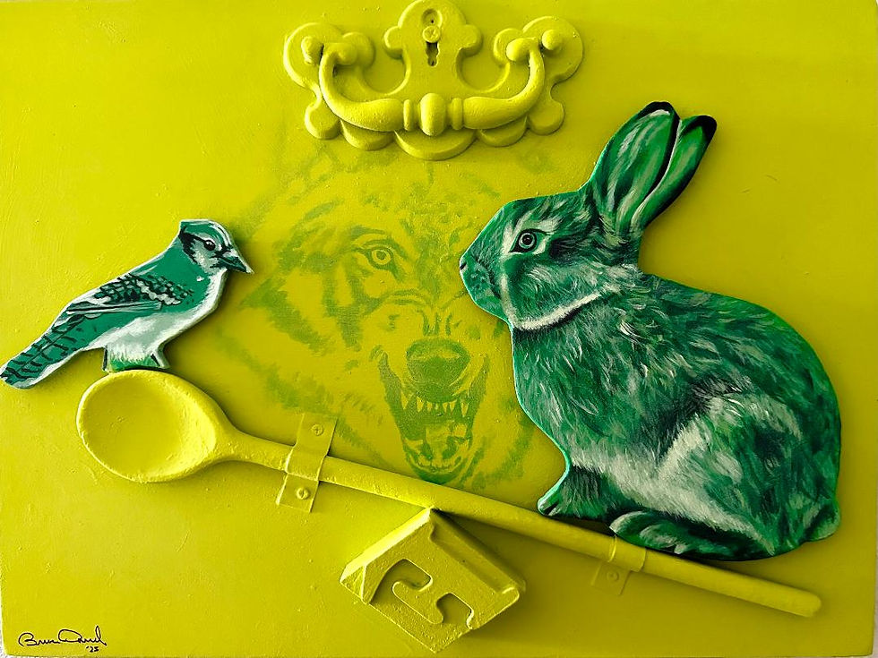 Thumbnail: "Bunny + Bird" - Original 12" x 16"