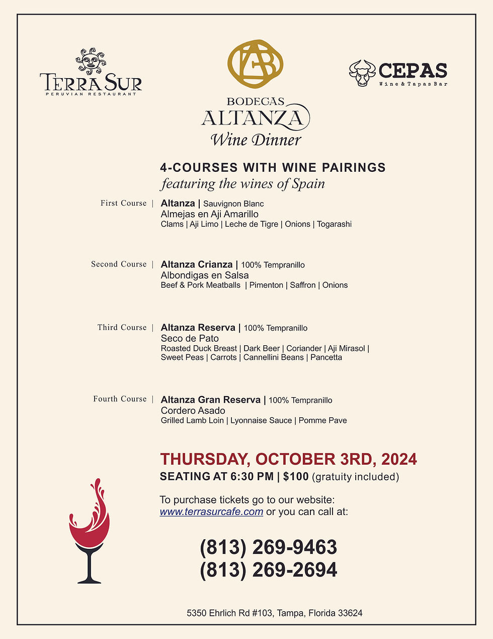Bodegas Altanza Wine Dinner
