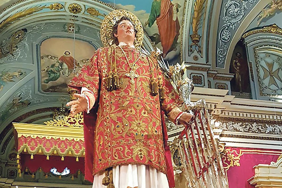 Statue of St Lawrence carried during the traditional August procession in Birgu, Malta’s historic celebration known as Festa San Lawrenz