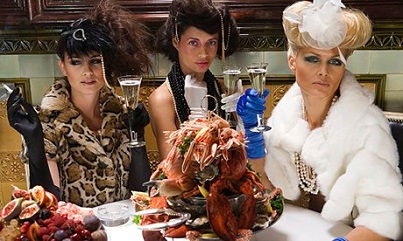 Glamorous women in a restaurant