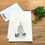 Thumbnail: Handprinted Flour Sack Cotton Dishtowel with San Francisco Peace Pagoda Print