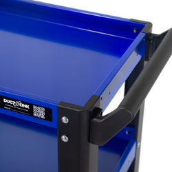 Stainless-steel handle for ergonomic control on heavy-duty workshop tool cart