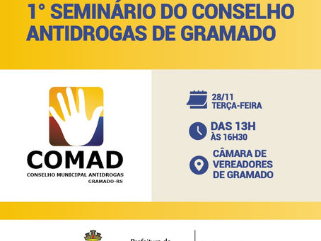 Seminário Municipal do Conselho Antidrogas acontecerá na terça-feira, 28 de novembro
