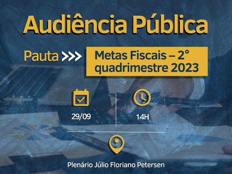 Audiência pública apresentará Metas Fiscais do Executivo gramadense no 2º quadrimestre de 2023