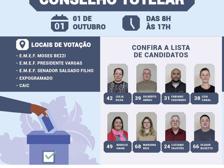 Eleição para novos Conselheiros Tutelares será no domingo, 01 de outubro