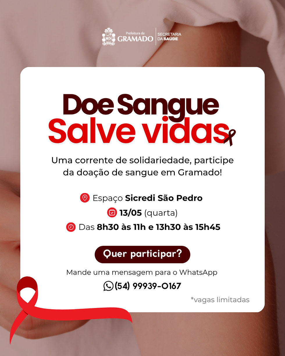 Gramado promoverá nova ação de doação de sangue no dia 13 de maio