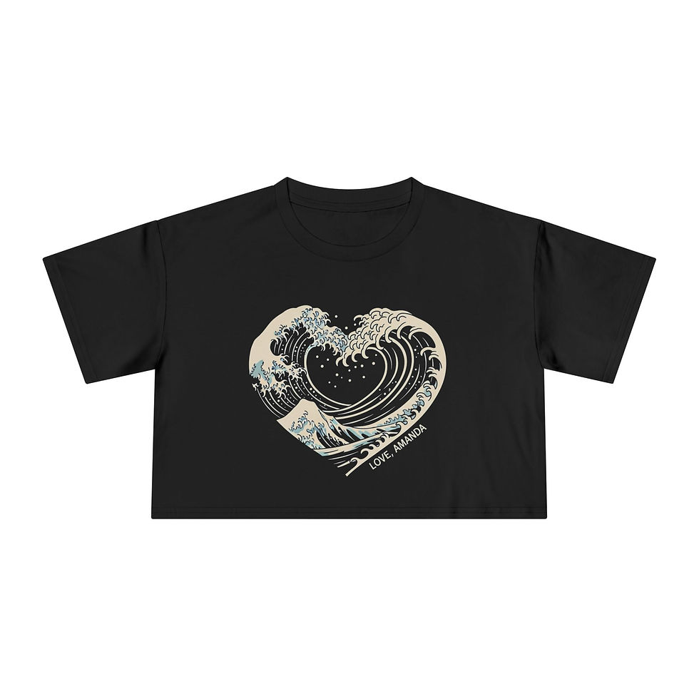 Thumbnail: Crop Tee - Heart Wave Graphic "Love Amanda"