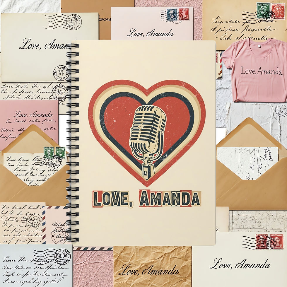Thumbnail: Retro Microphone Heart Spiral Notebook – Personalized “Love, Amanda” Journal