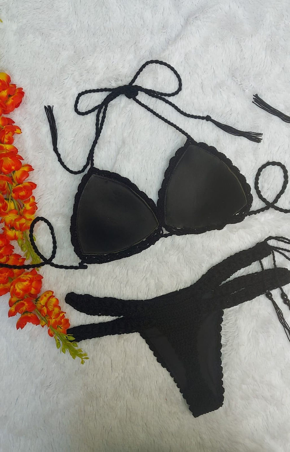 Thumbnail: The Black Crochet Bikini with Crystal Embellishments