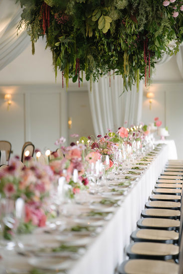 Wedding hanging floral installation 