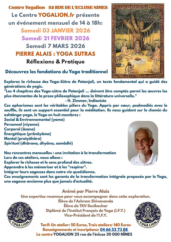 PIERRE ALAIS YOGA SUTRAS Réflexions & Pratique Découvrez les fondations du Yoga traditionn