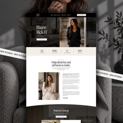 Blaire McKay Wix Studio real estate website template homepage preview with luxury editorial design.