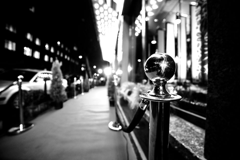 Red carpet entrance with velvet ropes