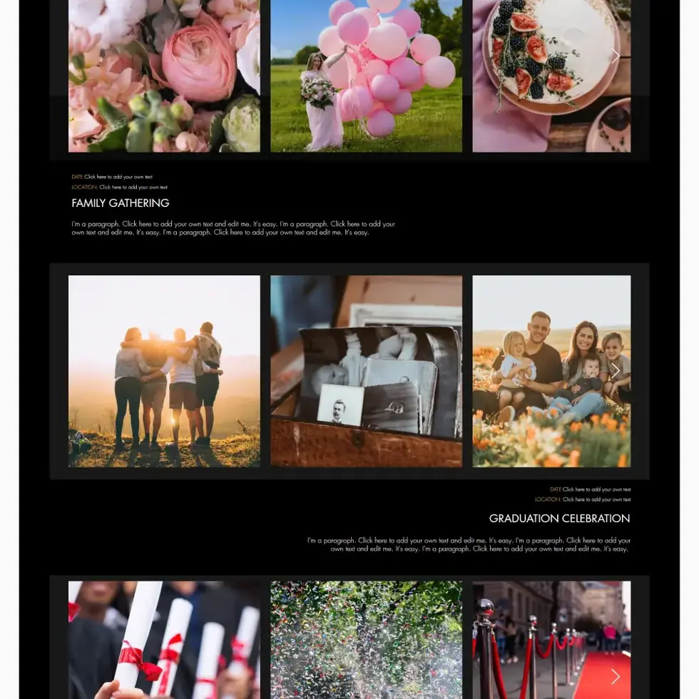 Event Portfolio | Wedding & Party Planner Website Template | Hana Events Wix Template