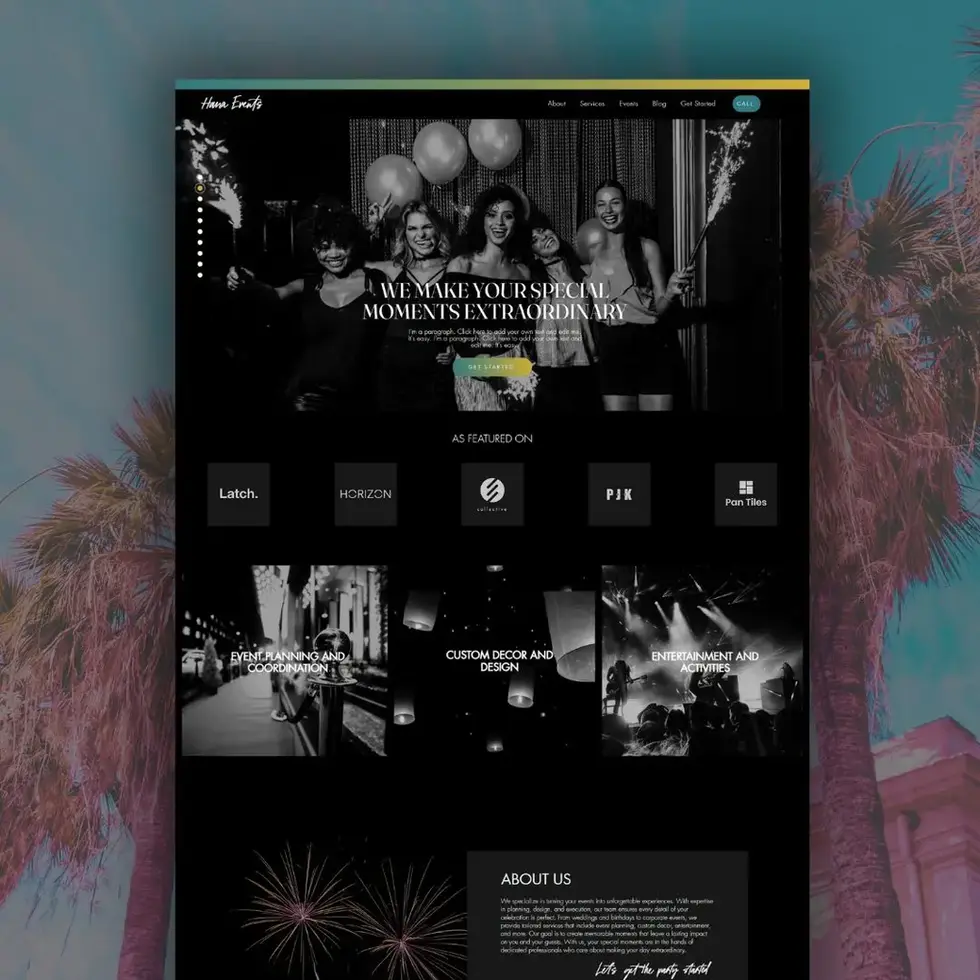 Hana Events Wix Website Template | Event Planner Website | Wedding Organizer Site Design