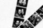 Black and white photo booth strips of a couple and friends at a party