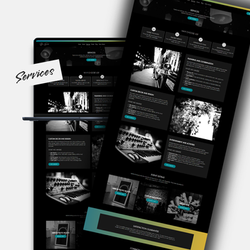 Services page preview for a dark Wix Studio event planner template with event service sections and package layouts