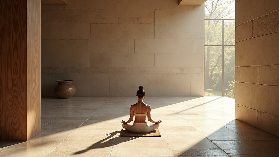 High angle view of a peaceful meditation space