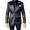 Thumbnail: Men Suits 2 Piece Black Luxury Texture With Satin Gold Accent Jacket Pants Set W