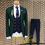 Thumbnail: Men's Suit Business Jacket Dark Gray Jacket Navy Blue Vest Pants 3-Piece Set Sli