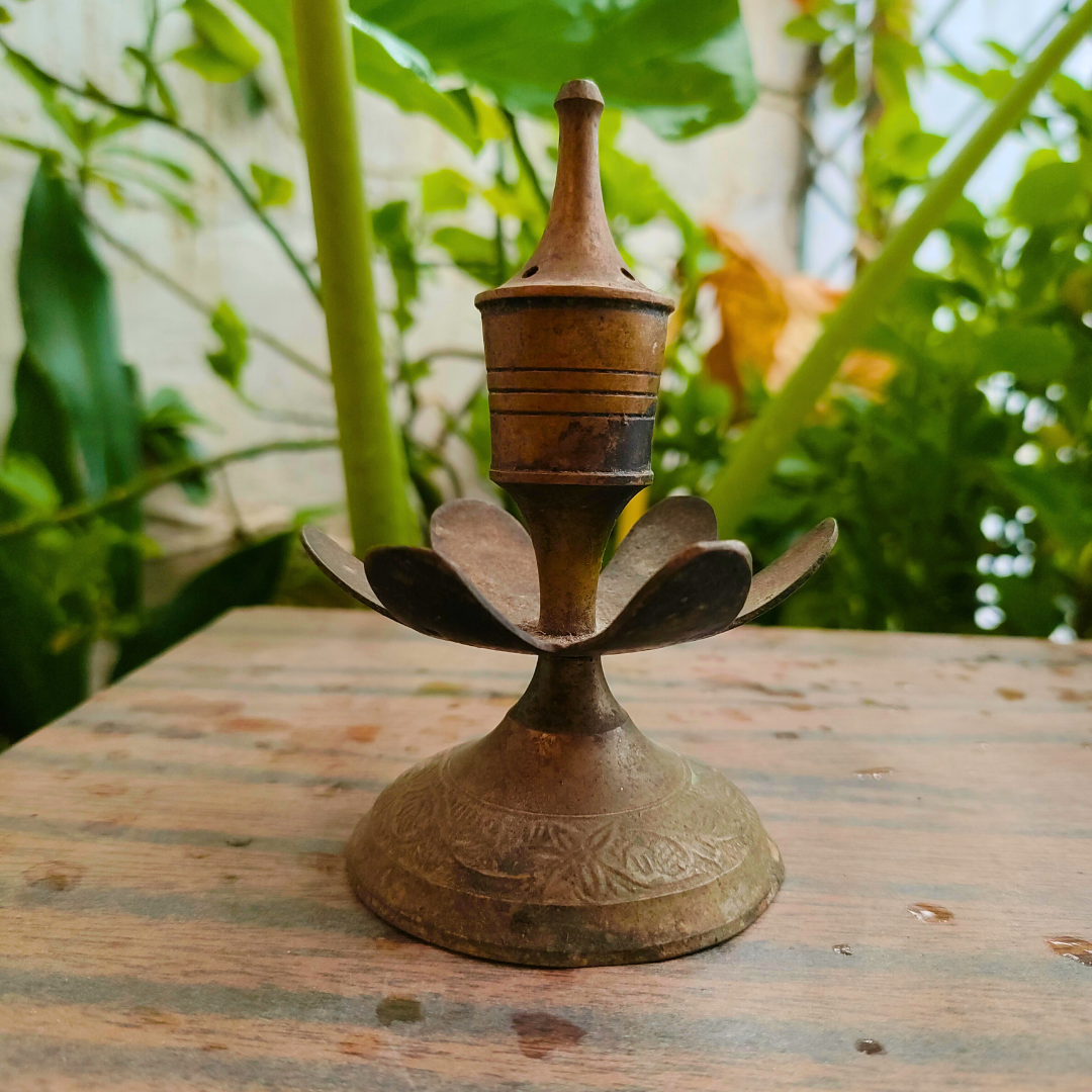 Vintage Brass Lotus Incense Stick Holder