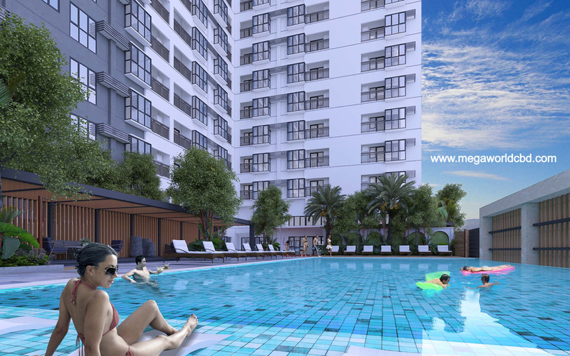 Pool side Perspective of 9 Central Park, Northwin Global City, Bulacan