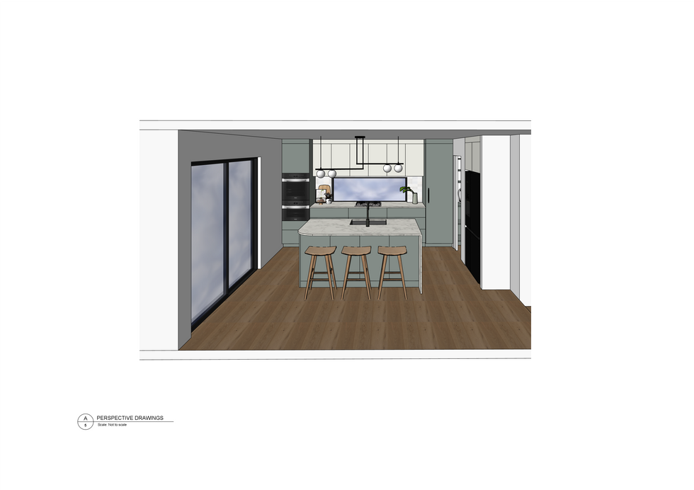 Kitchen design 3D sketchup Model perspective view