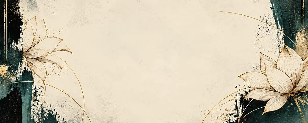 Decorative background with stylized lotus flowers and brushstrokes