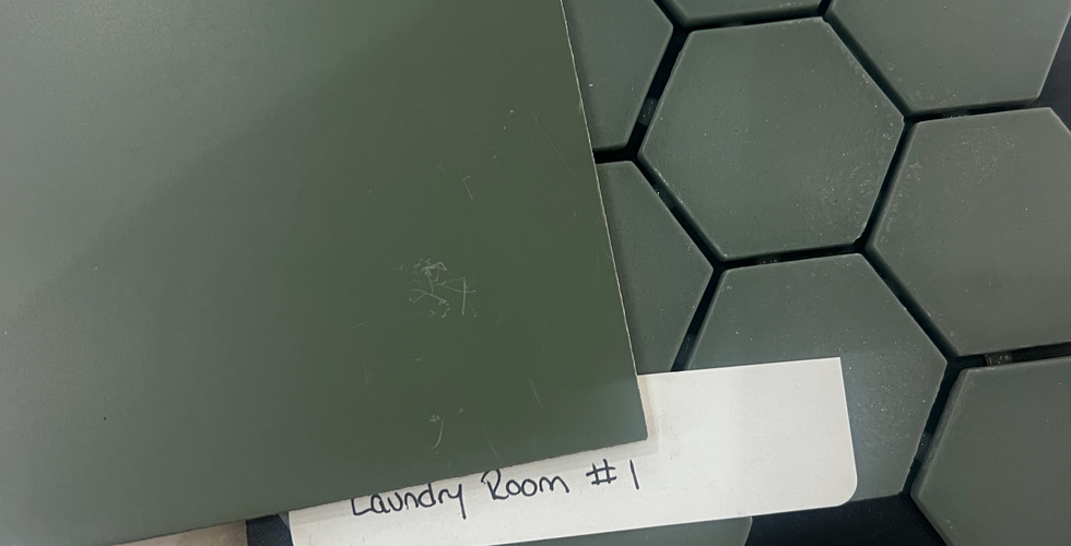 Green Hex Tile paired with Green Cabinet Sample