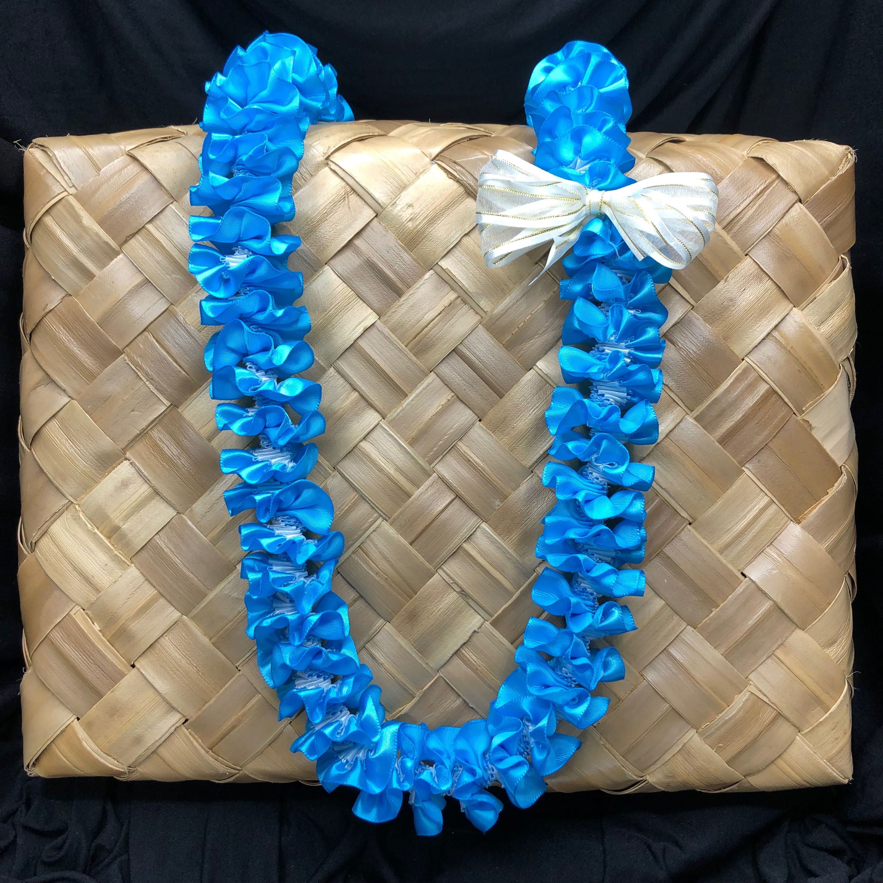 Turquoise Spiral Ribbon Lei