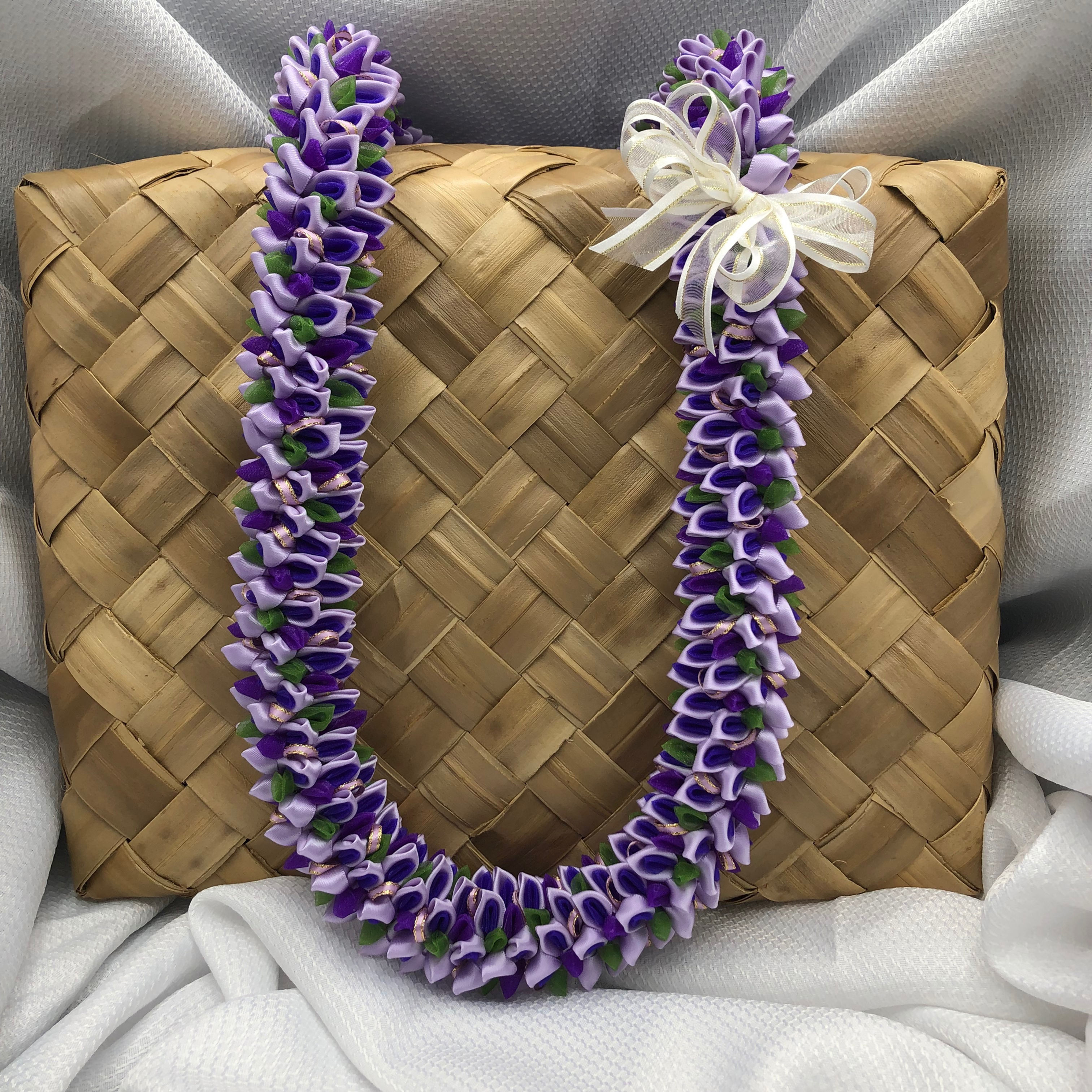 Lavender Velvet Fancy Ribbon Lei
