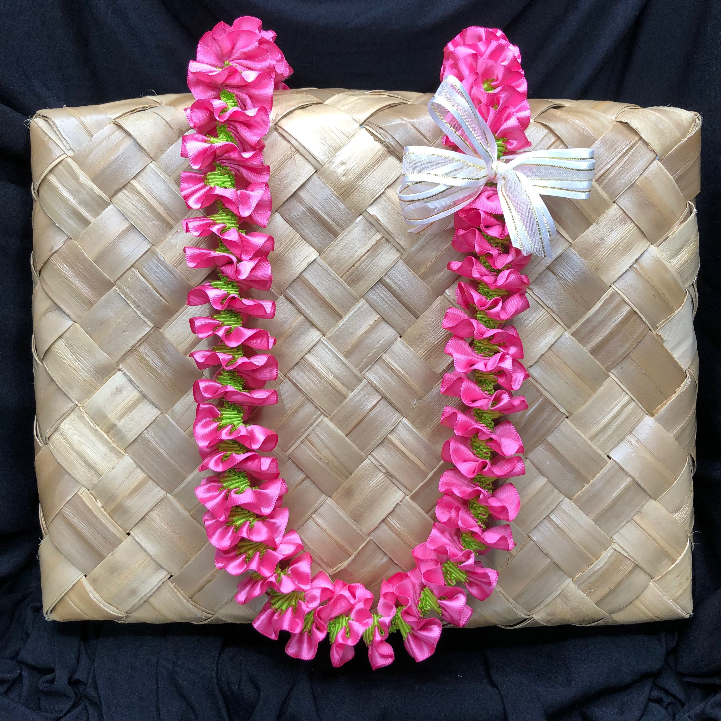 Hot Pink Spiral Ribbon Lei