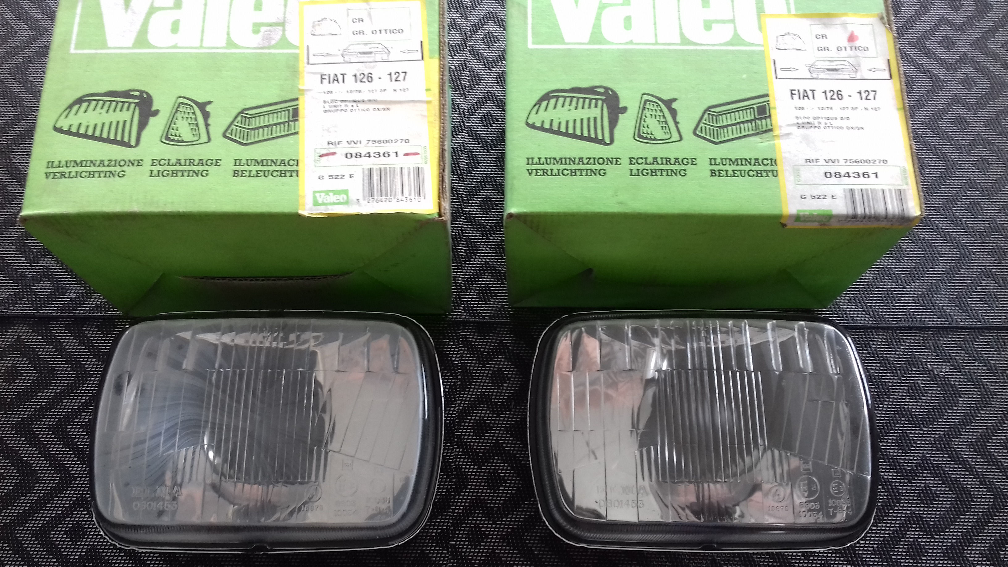 Paire de phares neufs FIAT 126 / 127 / 128 série 2