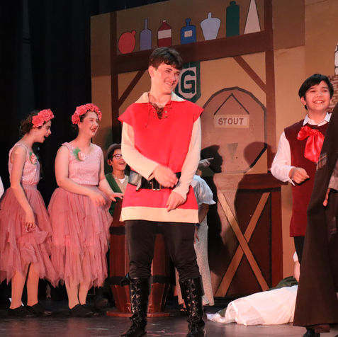 Students performing in Spring Musical. Happy Faces. Dancing. Singing. Drama. Peninsula Youth Theatre. Whole Child Education. Theatre. Team Building. Confidence. Leadership. Belonging.