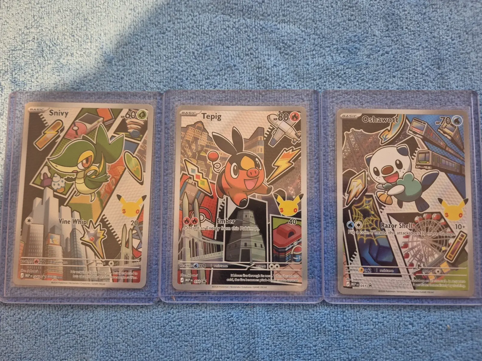 Series 2 Pokemon First Partner Illustration - Snivy 049, Tepig 050, Oshawott 051
