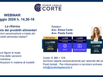 Webinar sulla riforma della tutela dei prodotti alimentari