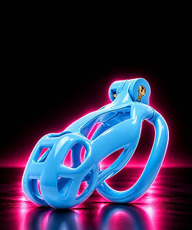 Glossy Blue Cage with Neon Glow