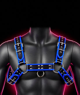 Neon Blue Harness on Sculpted Mannequin