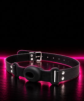 Neon-lit black leather strap product