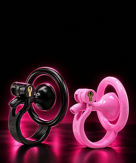Neon Chastity Ring Devices in Pink and Black
