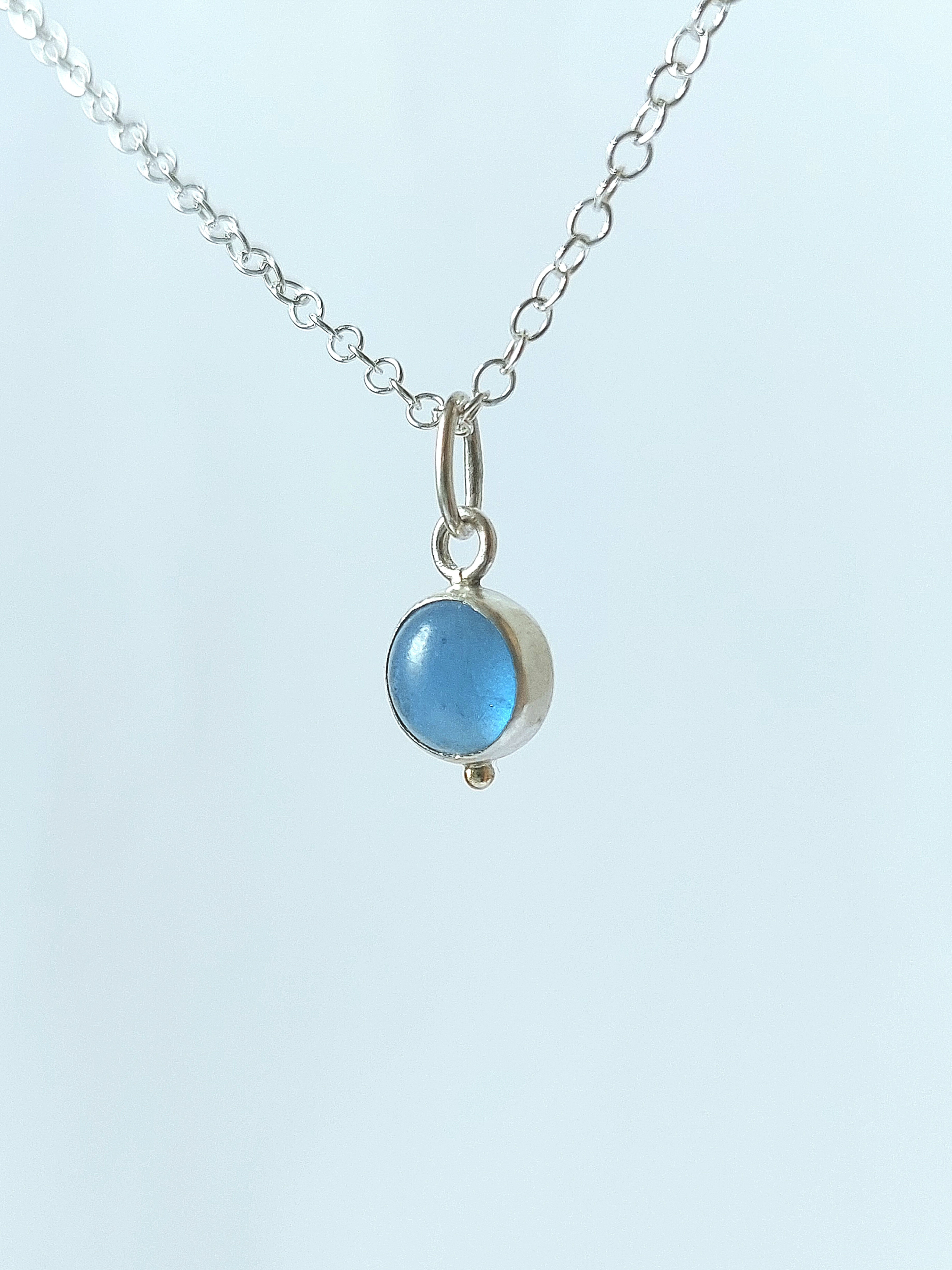 Silver & Gold Pendant - Hazy Blue
