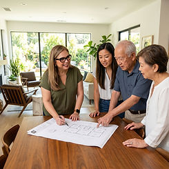 Maria with blueprint explaining to Senior Couple.jpeg